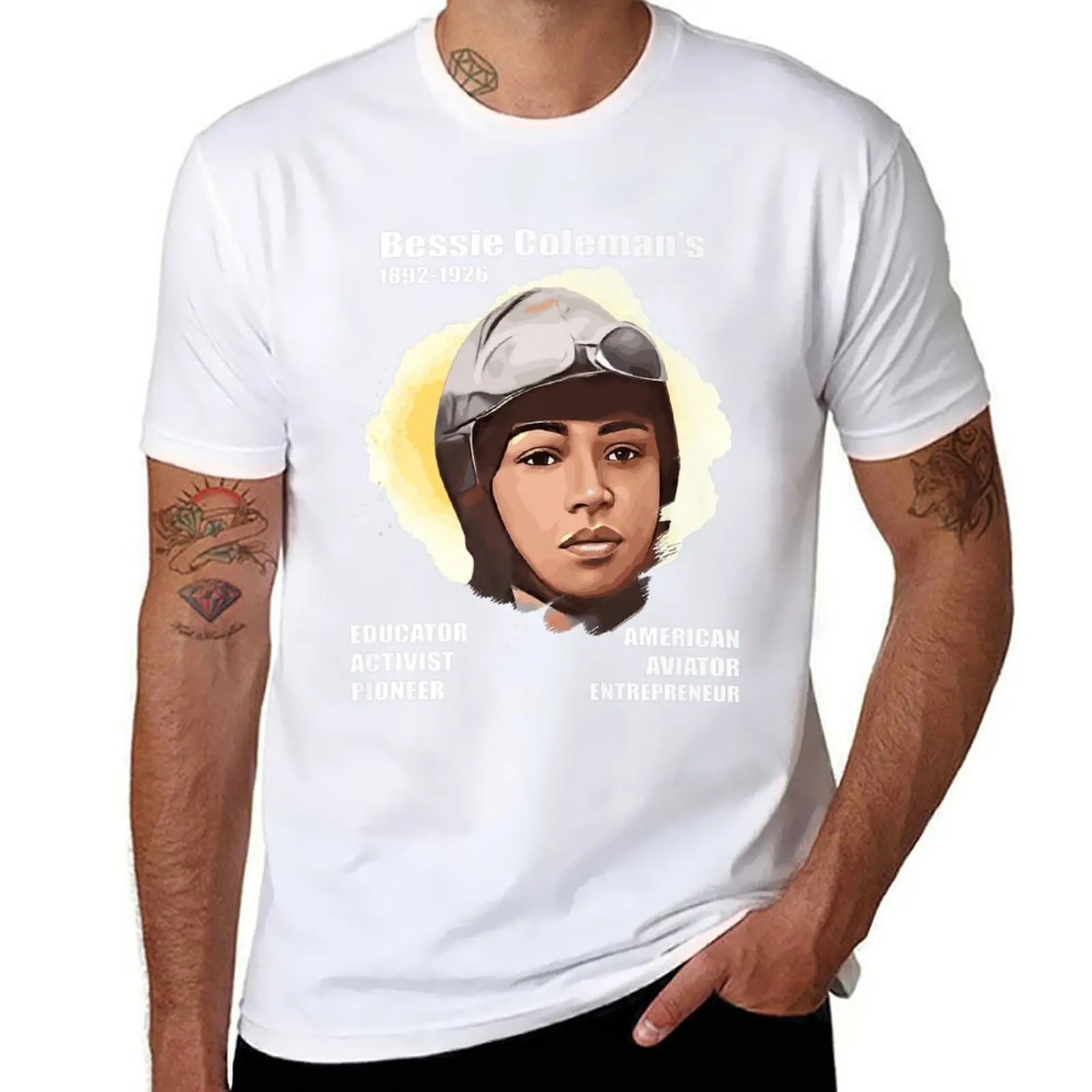 

Bessie Coleman In Full Colors Dark T-Shirt t shirt for man 100 percent cotton t shirts for man graphic tees T-Shirt