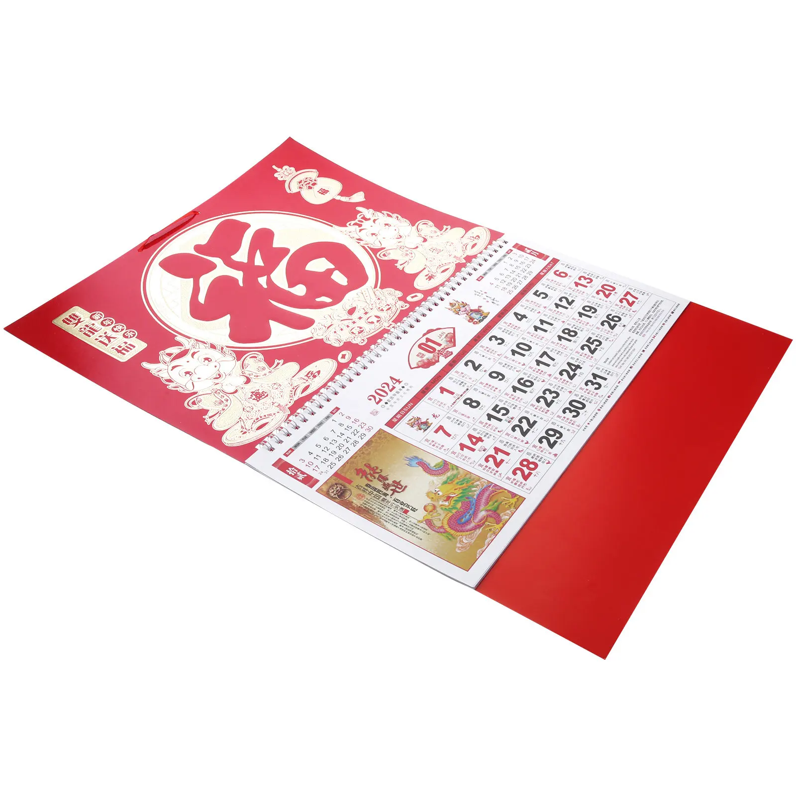 

Hanging Lunar Calendar 2024 Dragon Year Wall Calendar Clear Color Advanced Printing Traditional Festival Records
