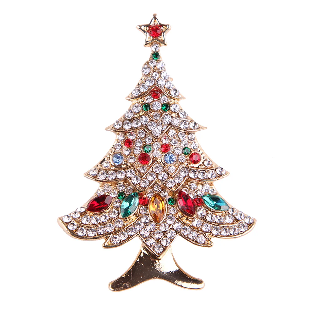 

Rhinestone Brooch Christmas Tree Pin Inflatable Decorations Women Ornament Breastpin Badge Pins