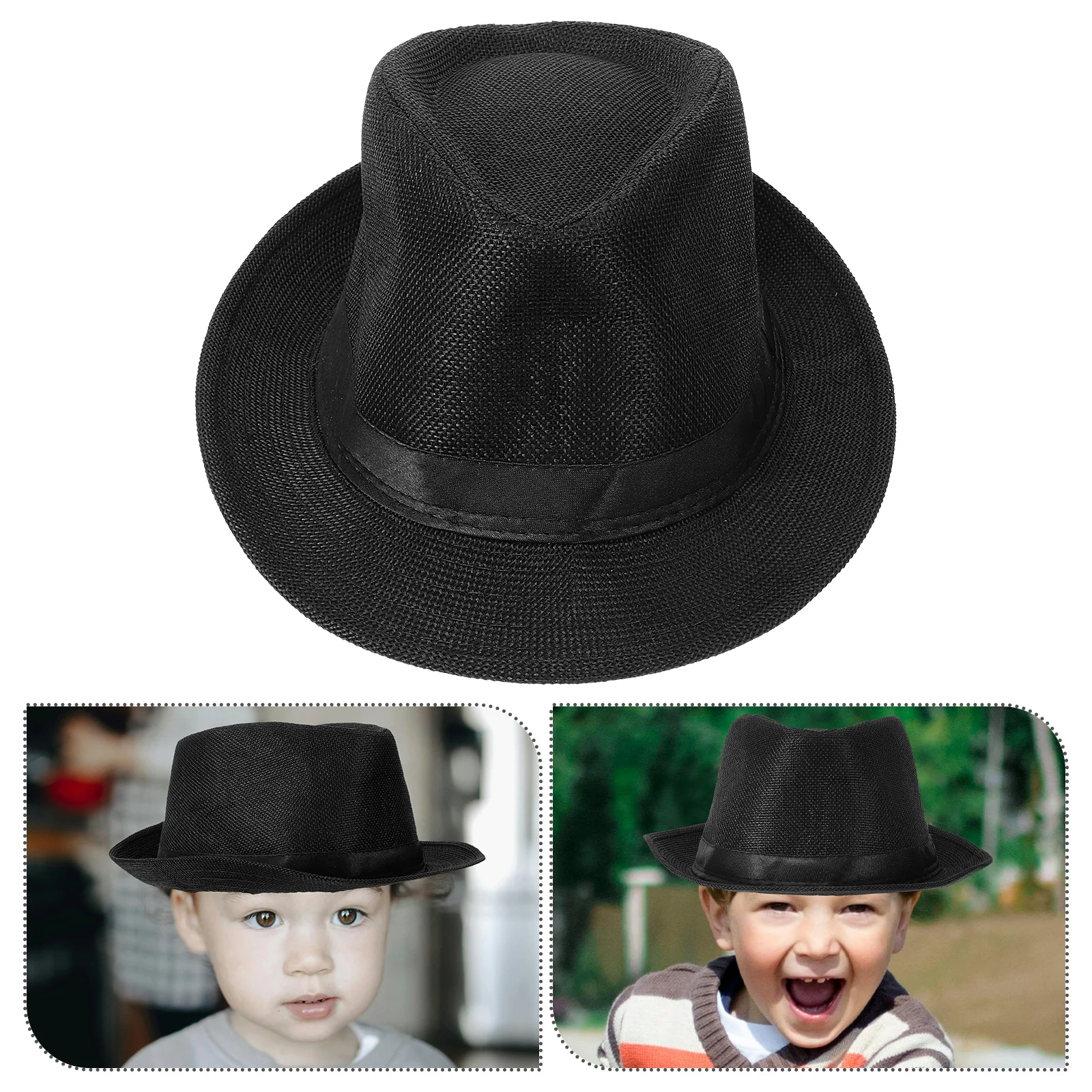 Children Fedora Hats Gentleman Kids Dancing Performance Hat for Girth of 56-58cm (Black) fedora hats for kids