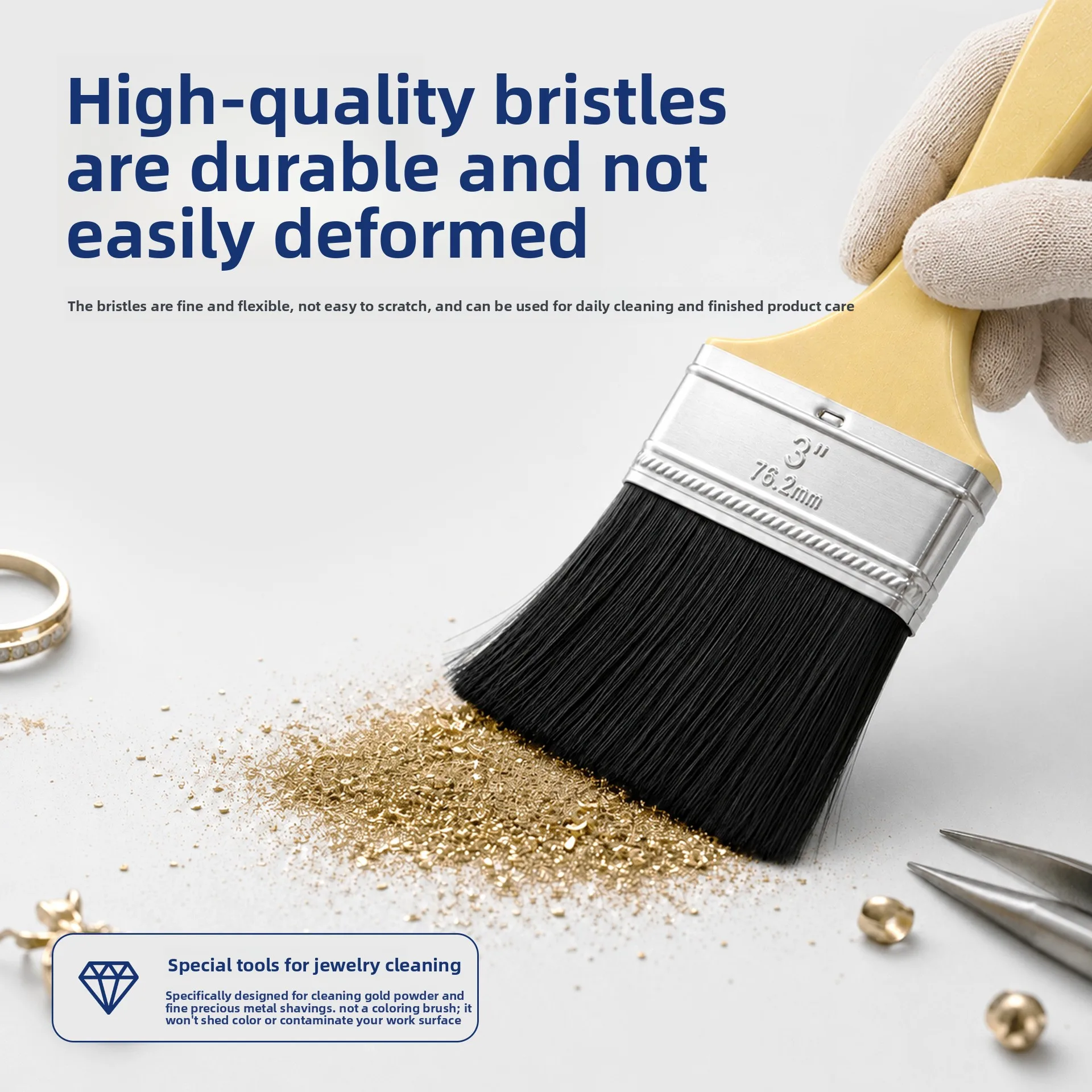 Gold Powder Collection Brush for Jewelry Making - Durable Anti Static Cleaning Tool for Goldsmith Dust Recovery Recycling Kit