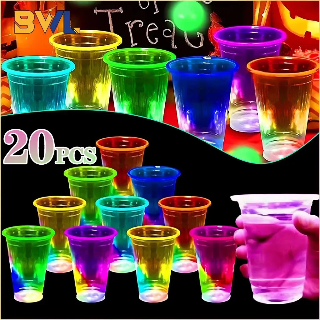 

20PCS LED Glow Cup for Camping Party Crystal Light Up Barware with 7 Color Changing Modes Cups Neon Party Party Supplies