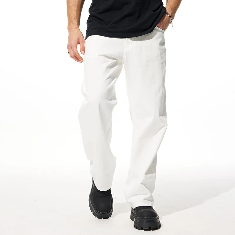 

новые хлопковые прямые джинсы Clanfit на весну и лето простые и стильные.