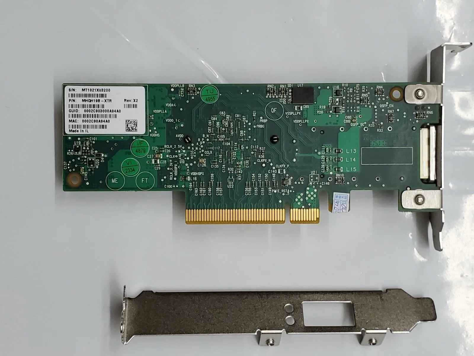 การ์ดอะแดปเตอร์เครือข่าย40GBS mellonox MHQH19B-XTR PCI-E พอร์ตเดียว