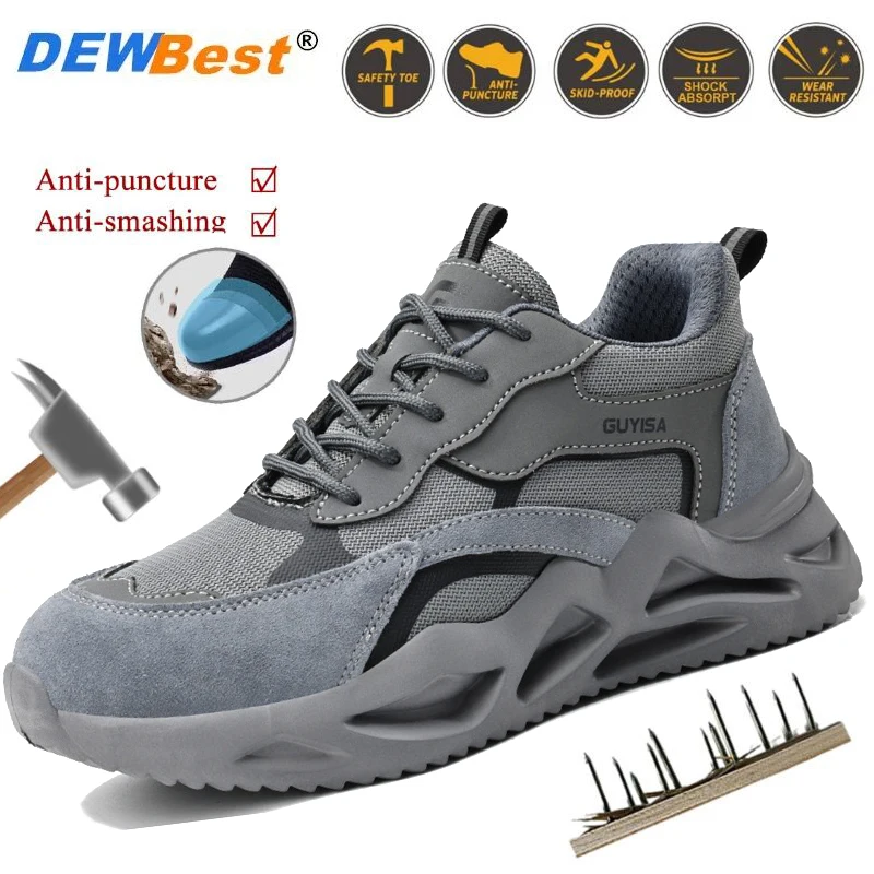 Men's four seasons lightweight, comfortable and durable non-smelly feet hot steel head anti-smash anti-puncture safety shoes