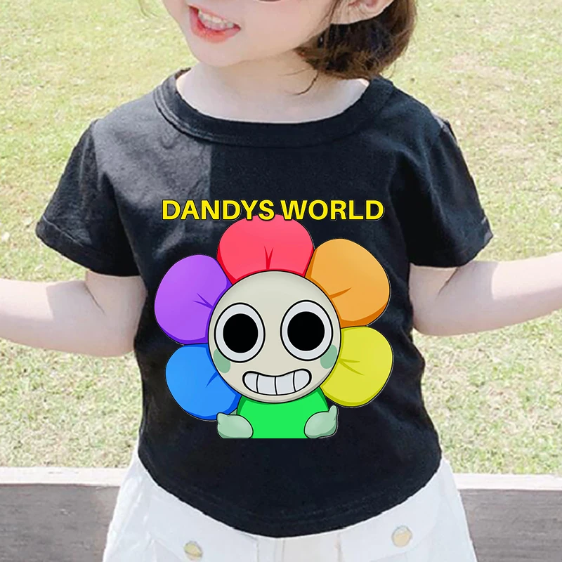 Dandy's World T-shirt 3-14 years Summer Kids Short Sleeve Tshirt Boys Girls Tops Tees Dandys World Print Fashion Kids T Shirt