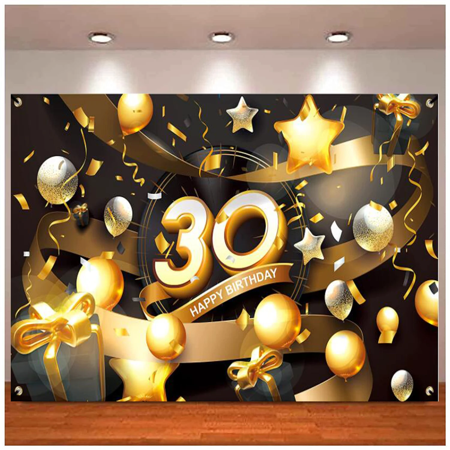Feliz 30o aniversário banner fotografia pano de fundo decoração suprimentos para homens mulheres festa de aniversário banner volta gota cartaz