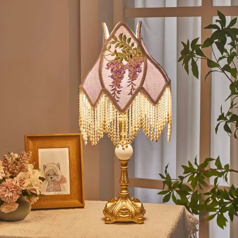 French vintage desk lamp, bedroom headboard, used alloy homestay, Chinese-style study small desk lamp, American light luxury bed