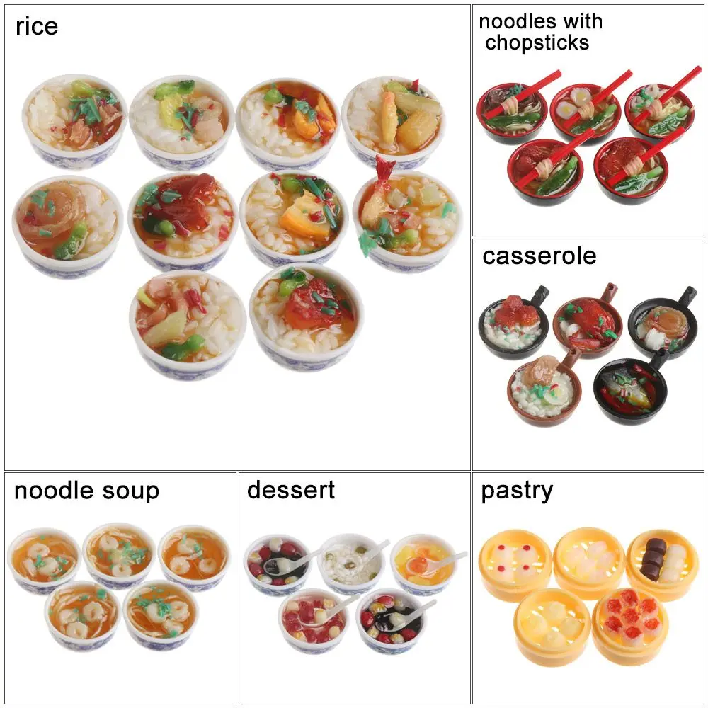 1 قطعة معجنات الأرز الصينية عشوائية طاجن المعكرونة الحلوى لتقوم بها بنفسك دمية الديكور المطبخ وهمية الغذاء منزل مصغر