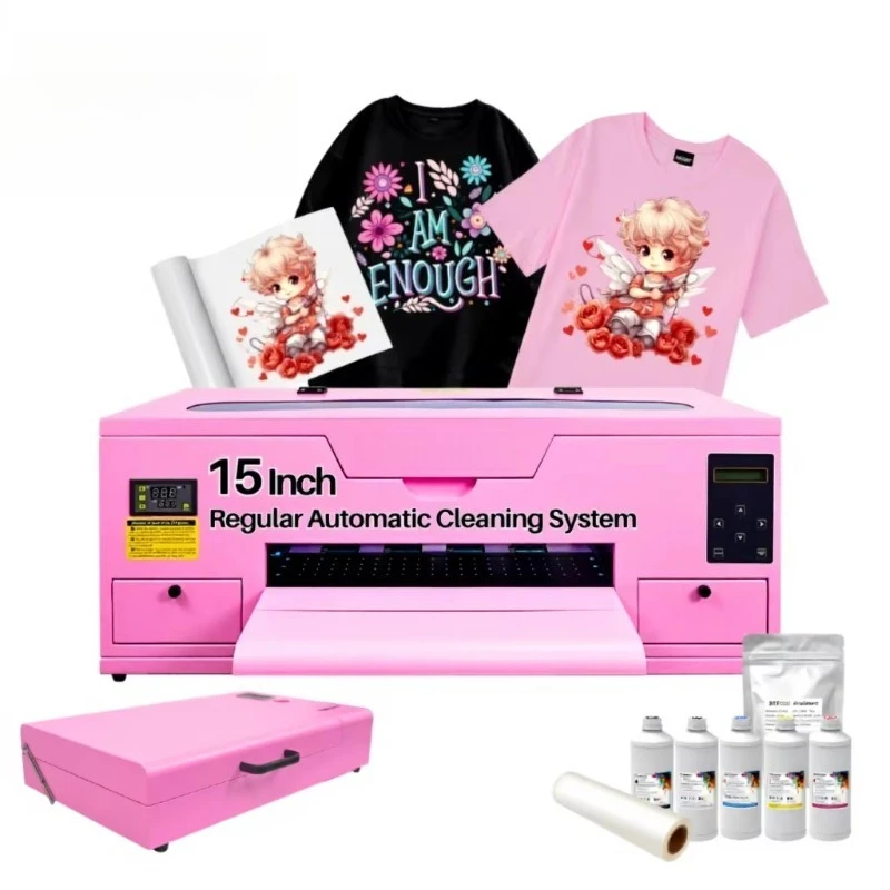 

Warehouse 350 A3 Pink DTF Printer XP600 Pet Film 13Inch Dtf Printer with Shaker Dryer Oven for Any Textile