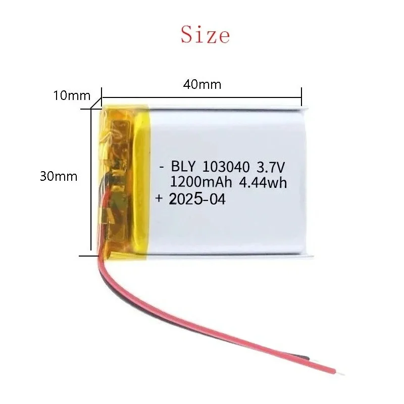 Bateria de polímero de lítio 103040 3.7v 1200mah, substituição para navegador gps, alto-falante bluetooth, fone de ouvido, reprodutor de mp3, controlador ps4, 1-10 peças