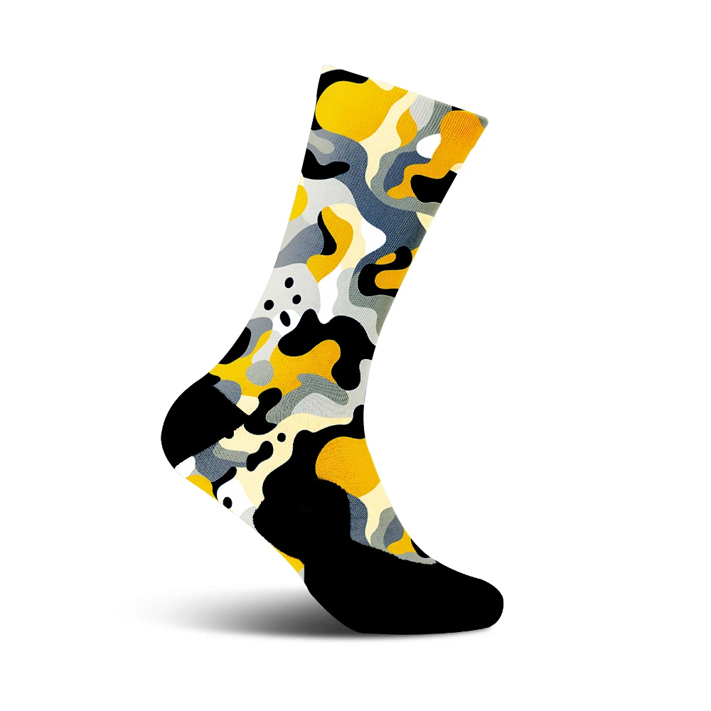 

Велосипедные носки Desert Storm, интенсивные желтые/черные камуфляжные дышащие противоскользящие носки для езды на велосипеде