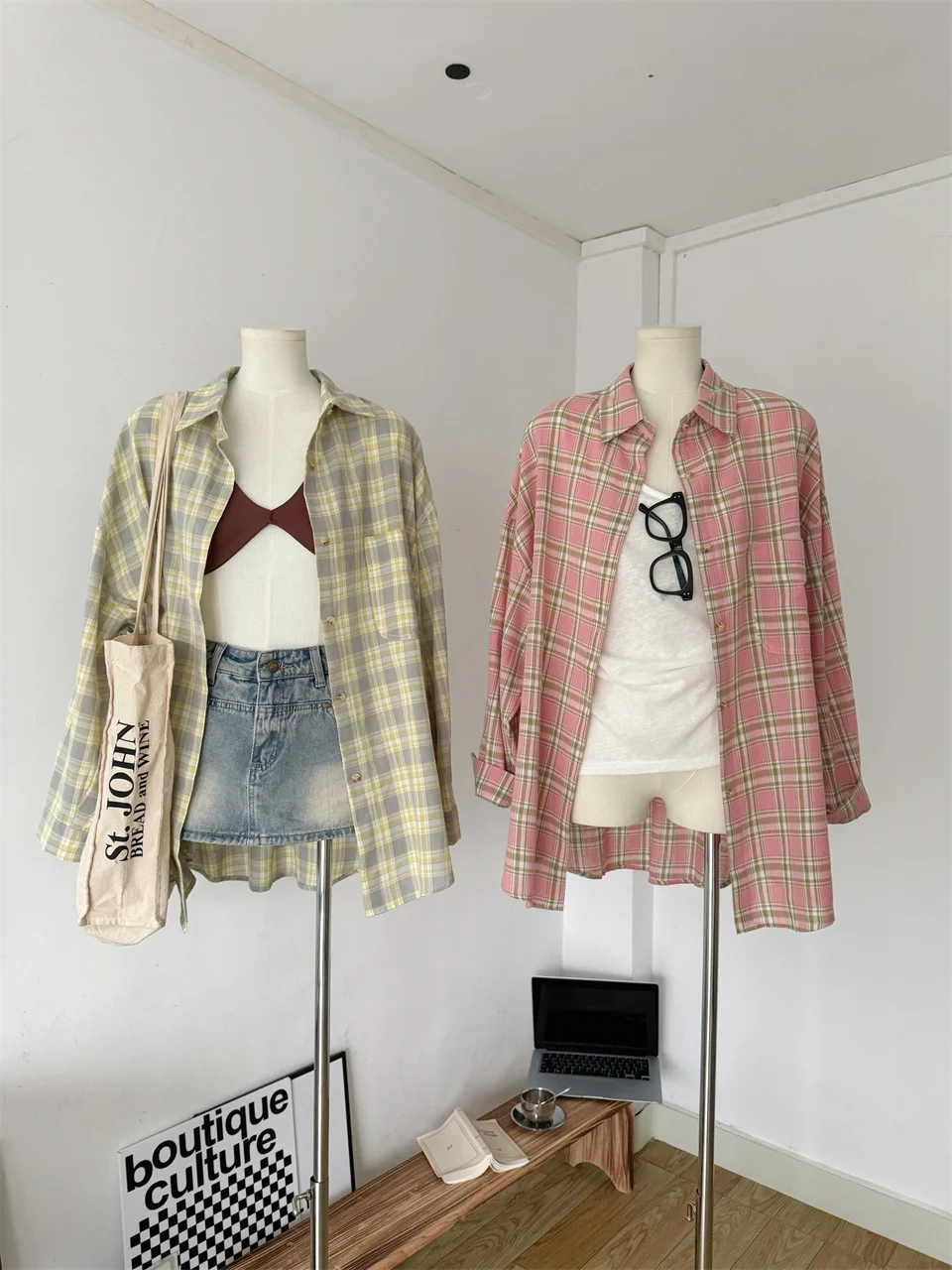 

iYunDo American Retro New Fashion Women Shirts Korean Chic Long Sleeve Plaid Cotton Linen Loose All Match Sunscreen Shirts