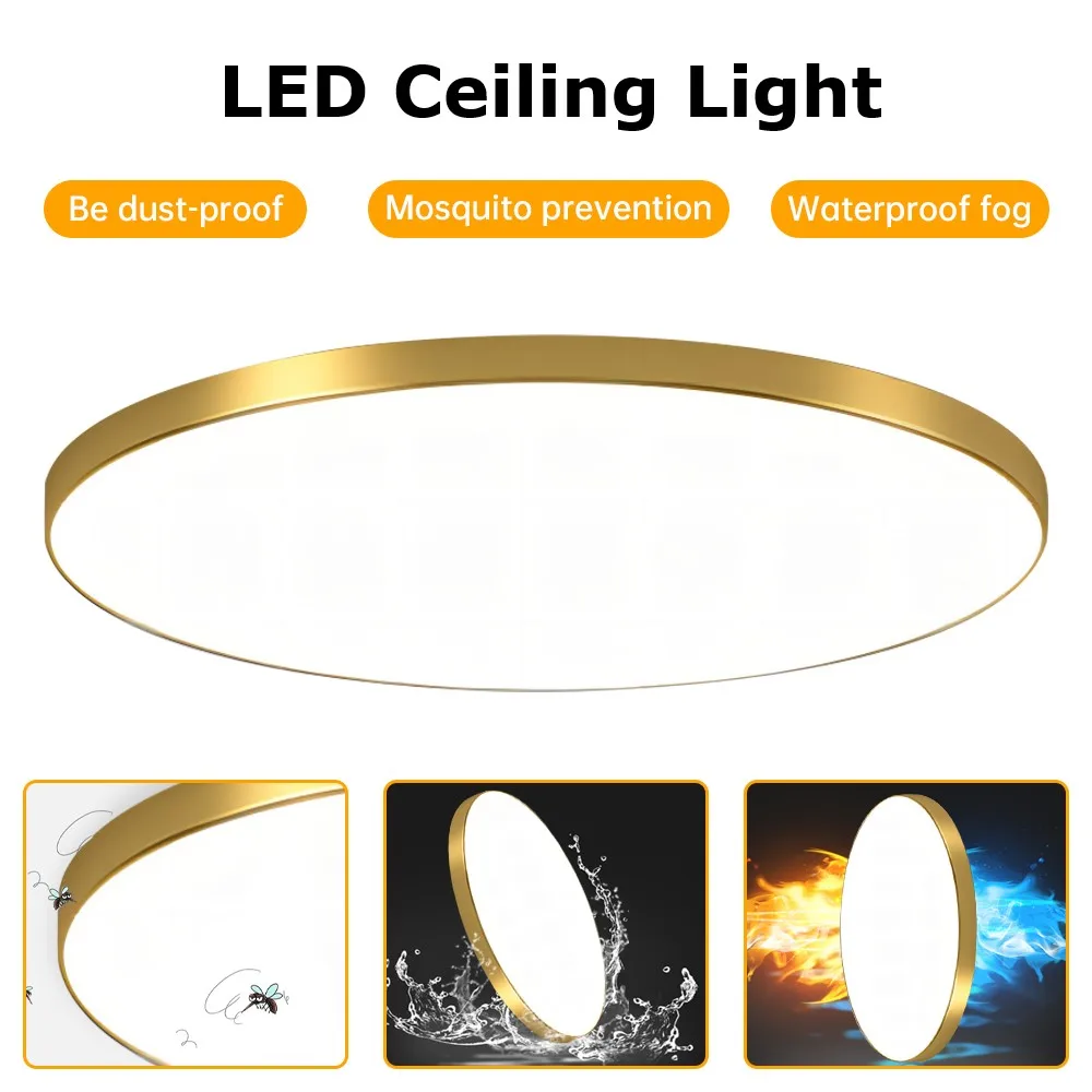 

LED 18W Ceiling Light Golden Edge White Light Minimalism Modern Ceiling Lamp Ultra Thin Indoor Lighting for Bedroom Corridor