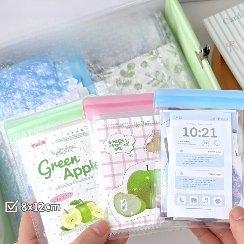10pcs INS Casual Aesthetic Kpop Photo Card StorageColorful Clear Zip Bags Waterproof Pouch for Scrapbook Hair Clip Photo Card