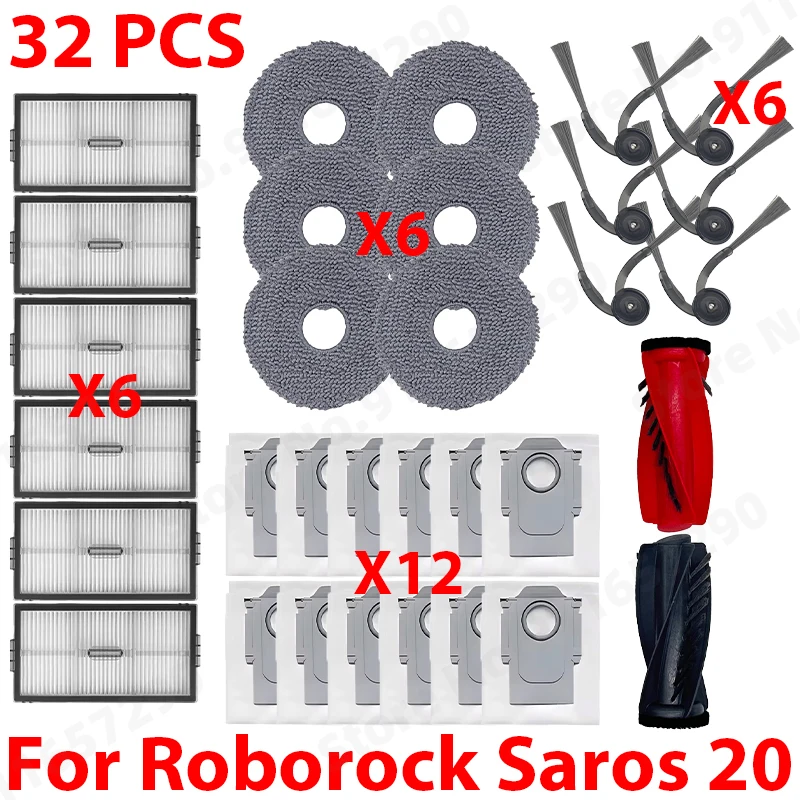 For Roborock Saros 20 Spare Parts Main Side Brush Mop Cloth Hepa Filter Dust Bag Robot Vacuum Cleaner Replacement Accessories image 3