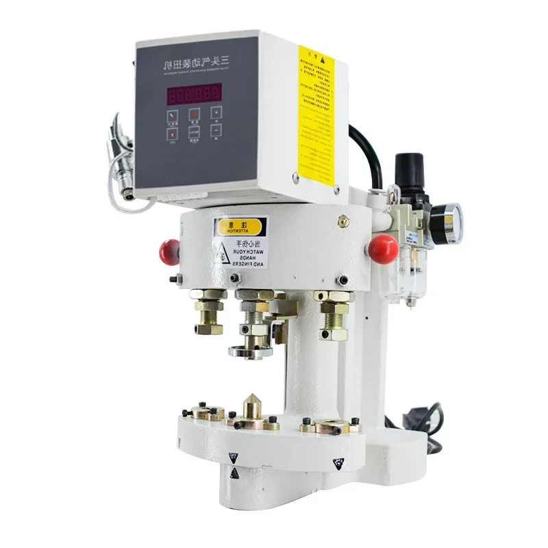 Machine à boucle pneumatique à trois têtes, comptage automatique avec fonction de retard, anti-batteur de sécurité, nouvelle boucle pneumatique