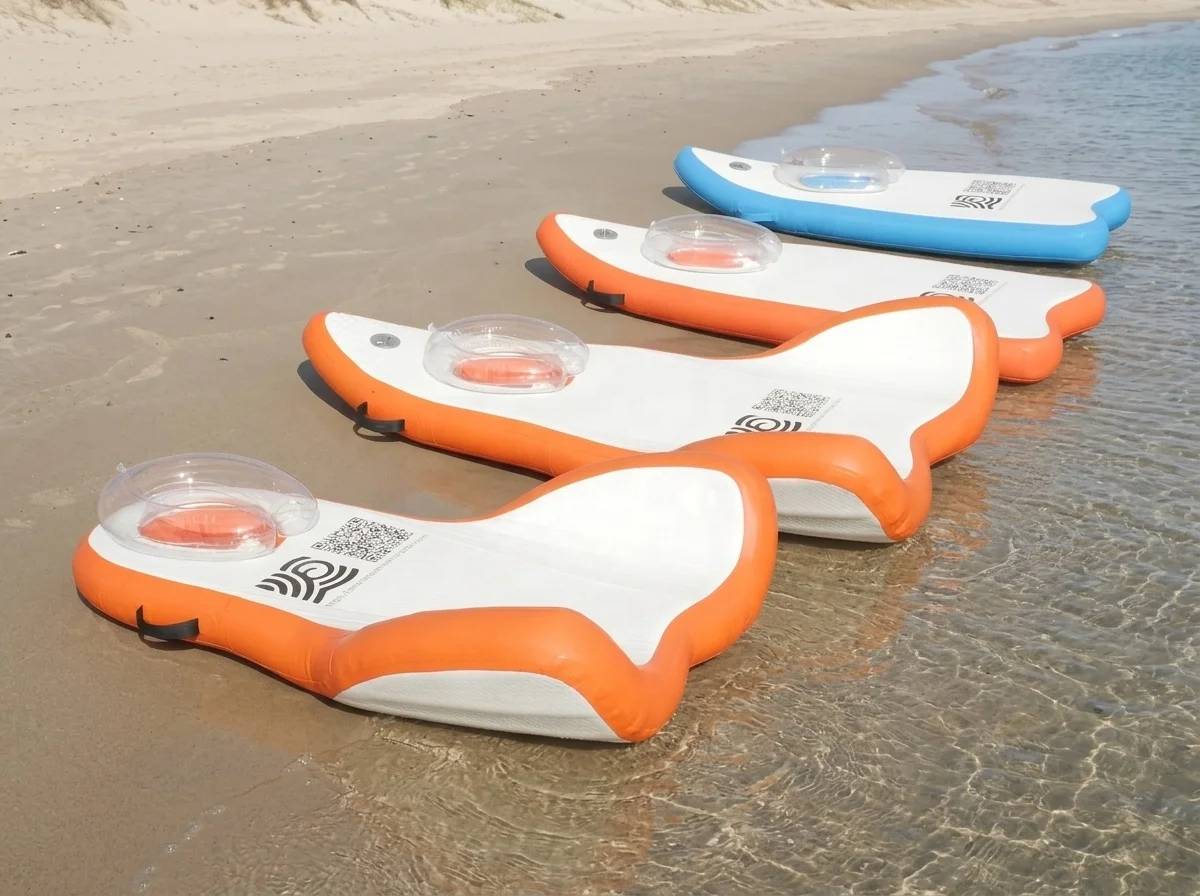 Electric Inflatable Snorkeling Board with Clear Viewing Window Custom Floating Water Board for Beach Ocean Inflatable Pool Float