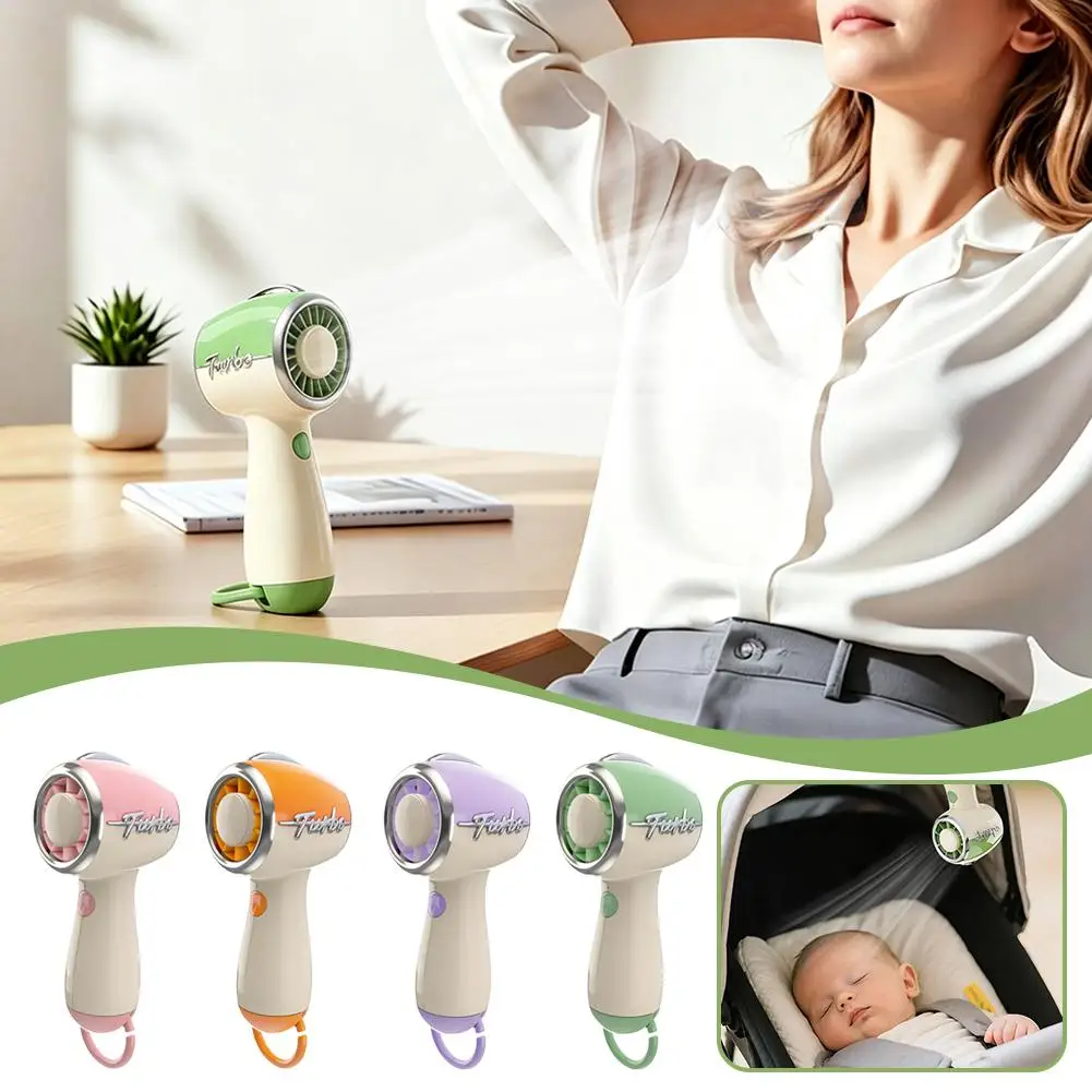 

Retro Turbo Handheld Mini Fan, USB Rechargeable 3 Speed Portable Personal Cooling Fan Quiet Powerful Wind for Outdoor Travel