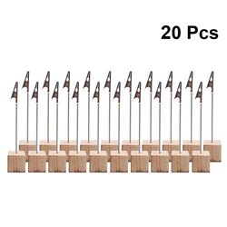 20PCS Creative Wooden Business Card Clips Cube Base Table Number Holders For Office Decorations Memo Photo Paper Note Stand