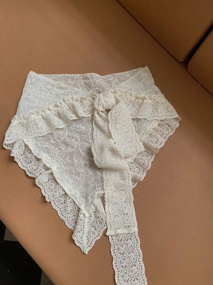 Lace Trim  Scarf Skirt Women's Summer Frock Apron Mesh Waist Seal Short A-Line Skirt Korean Style Commute Design