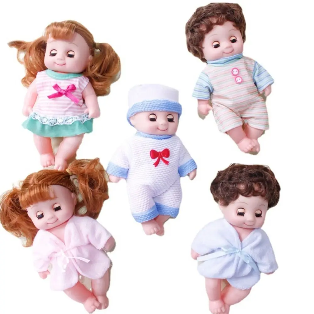 Kawaii Pretend Play Simulation Baby Enamel Doll Cute Beautiful Baby Dolls Playset Cutlery Rotatable Joint Dress Up Toys Babies