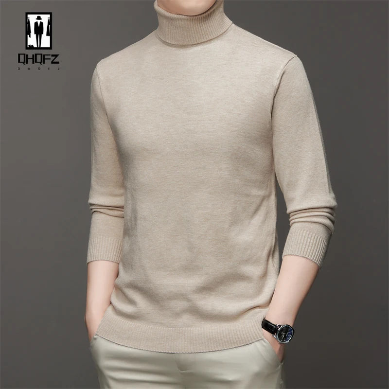 6 Colour Men's High Neck Long Sleeved Solid Color Sweater Soft Warm and Comfortable Top with a Base