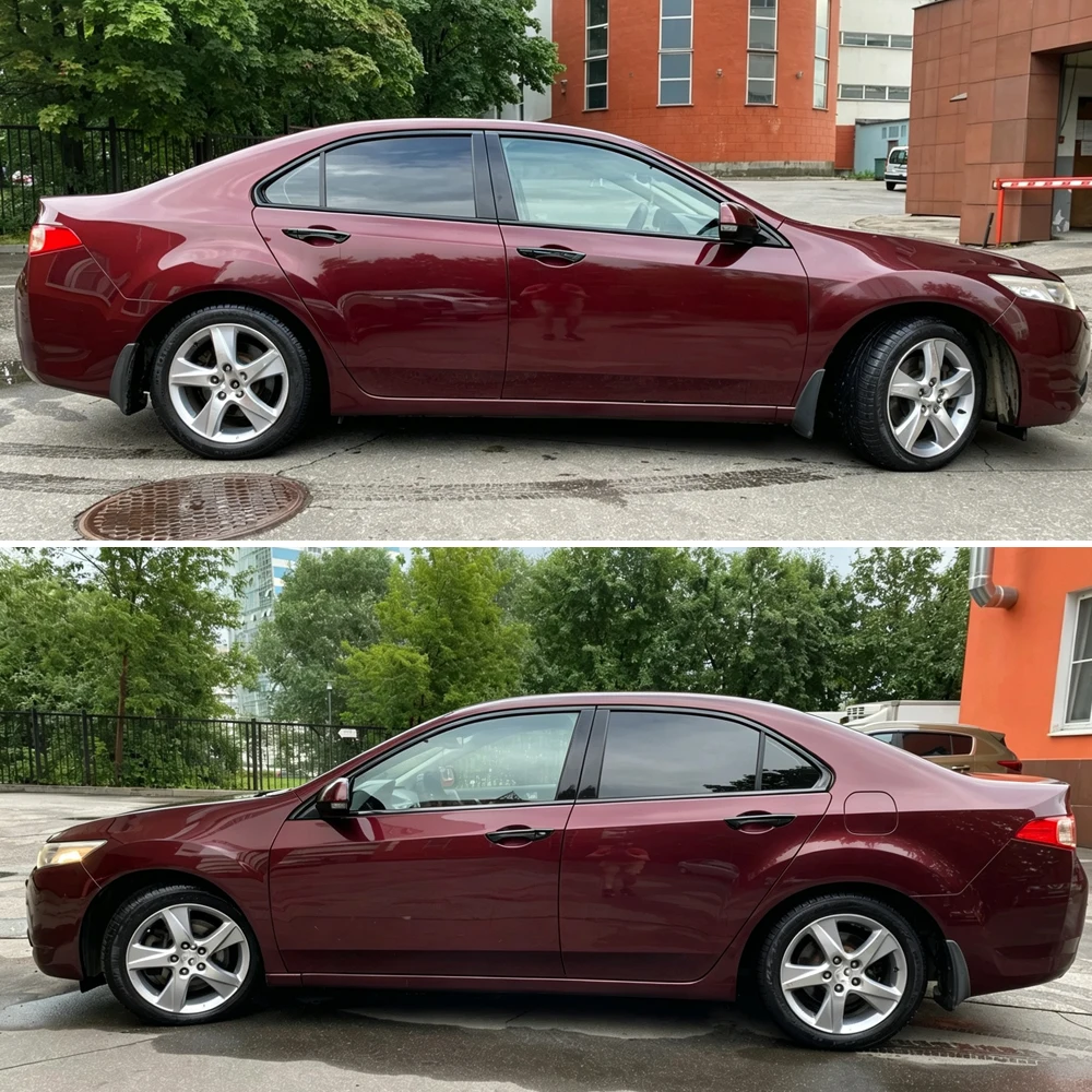 For Acura TSX/Honda Accord Euro 2009-2015 Exterior Window Decoration Sticker Glossy Black Chrome Delete Protective Film