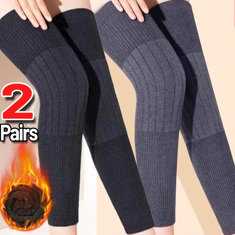 1/2Pairs Unisex Winter Warm Knee Braces Thicken Exercise Protection Joint Leg Sleeves Protector Windproof Coldproof Leg Warmers