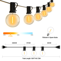 LED String Light G40 LED Garland Festoon Light IP45 Patio Fairy String For Outdoor Garden Wedding Patry Decorate 150FT 75Bulbs