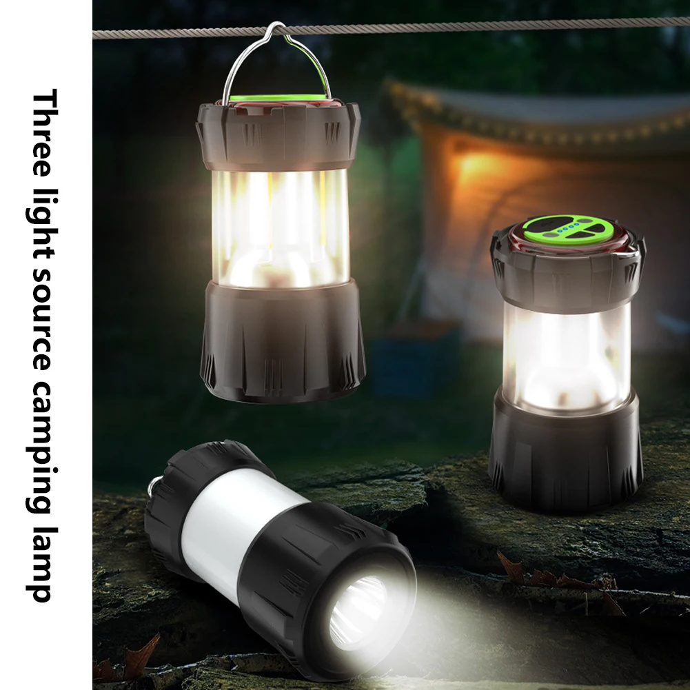 ABS Camping Lantern Portable Battery Powered Camping Lights With 9 Lighting Modes IP65 Waterproof Rechargeable LED Flashlight