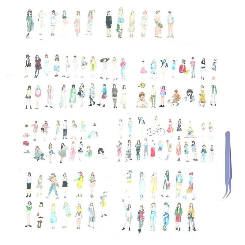 New People Stickers For Journaling Scrapbooking,Urban Fashion Girl Scrapbook Sticker For Junk Journal Supplies Kit