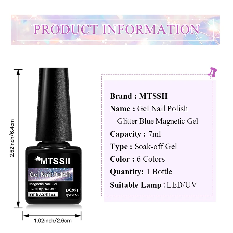 7ml Blue Glitter Blue Glass Bead Cat Magnetic Gel Ultra Shine Summer Glitter Semi Permanent Soak Off UV Gel Nail Art Varnish