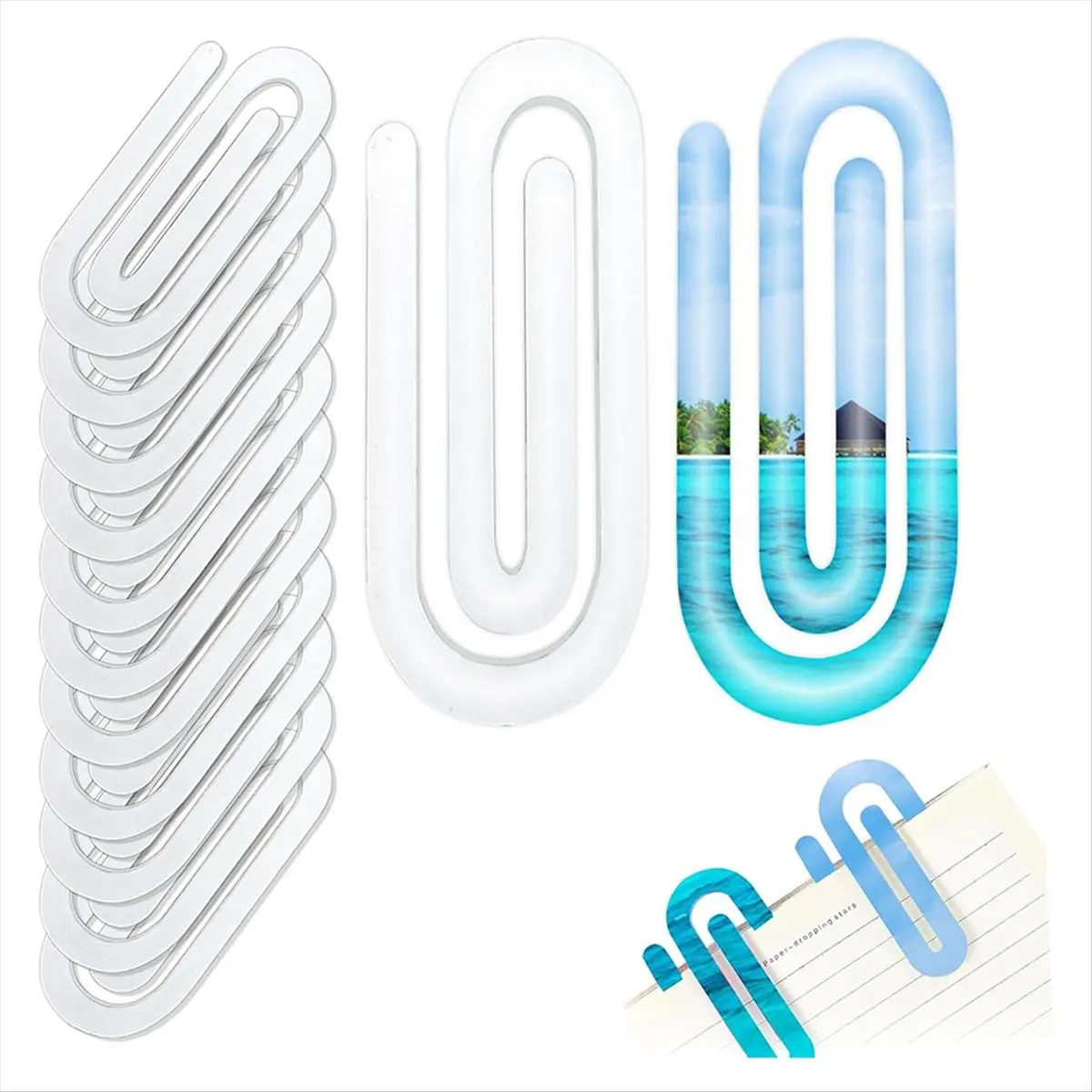 PROMOTION!12 Pack Sublimation Paper Clips Acrylic Swirl Design -for DIY Crafts, Book Lovers, & Home Use