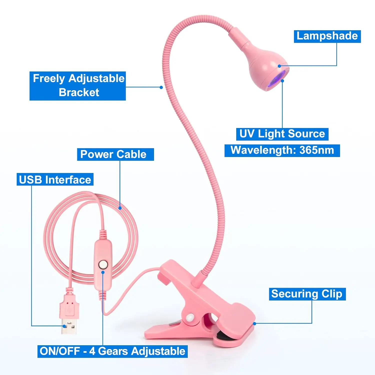 مرنة Gooseneck LED مصابيح الأظافر ، مصباح جاف سريع ، مجفف مانيكير الأظافر ، هلام البولندية علاج الضوء ، 3 واط