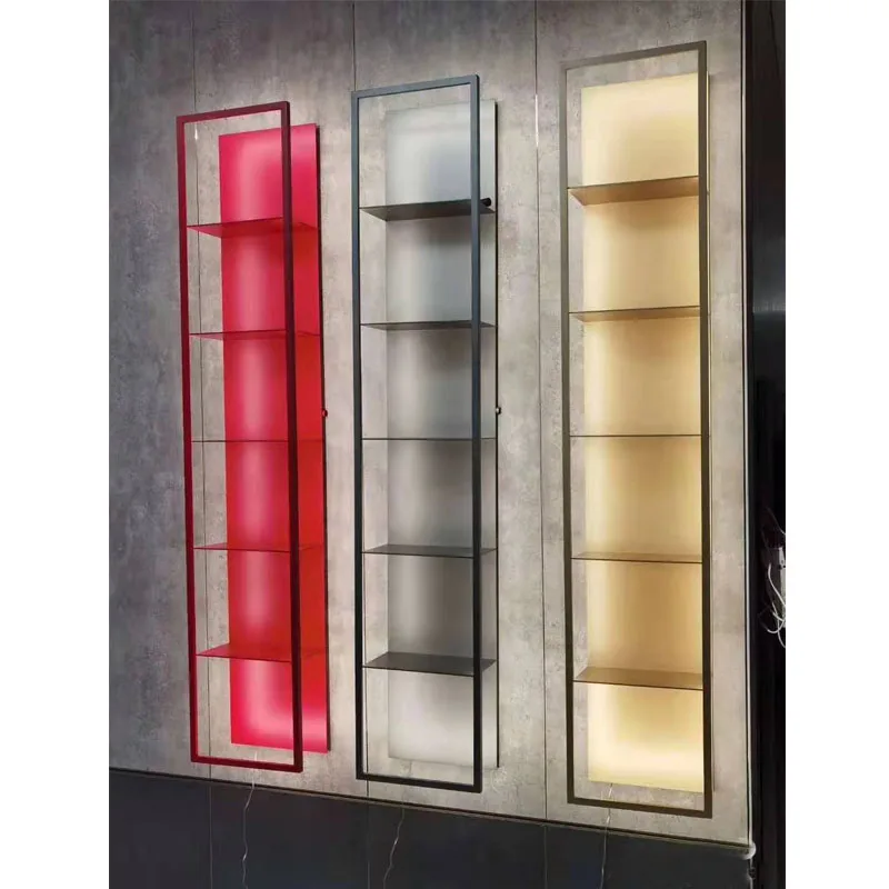 Luminous Laminate Multi-layer Bookshelf Jewelry Display Rack Figure Shelf Storage Wall Bookcase Background Wall Decorative Rack