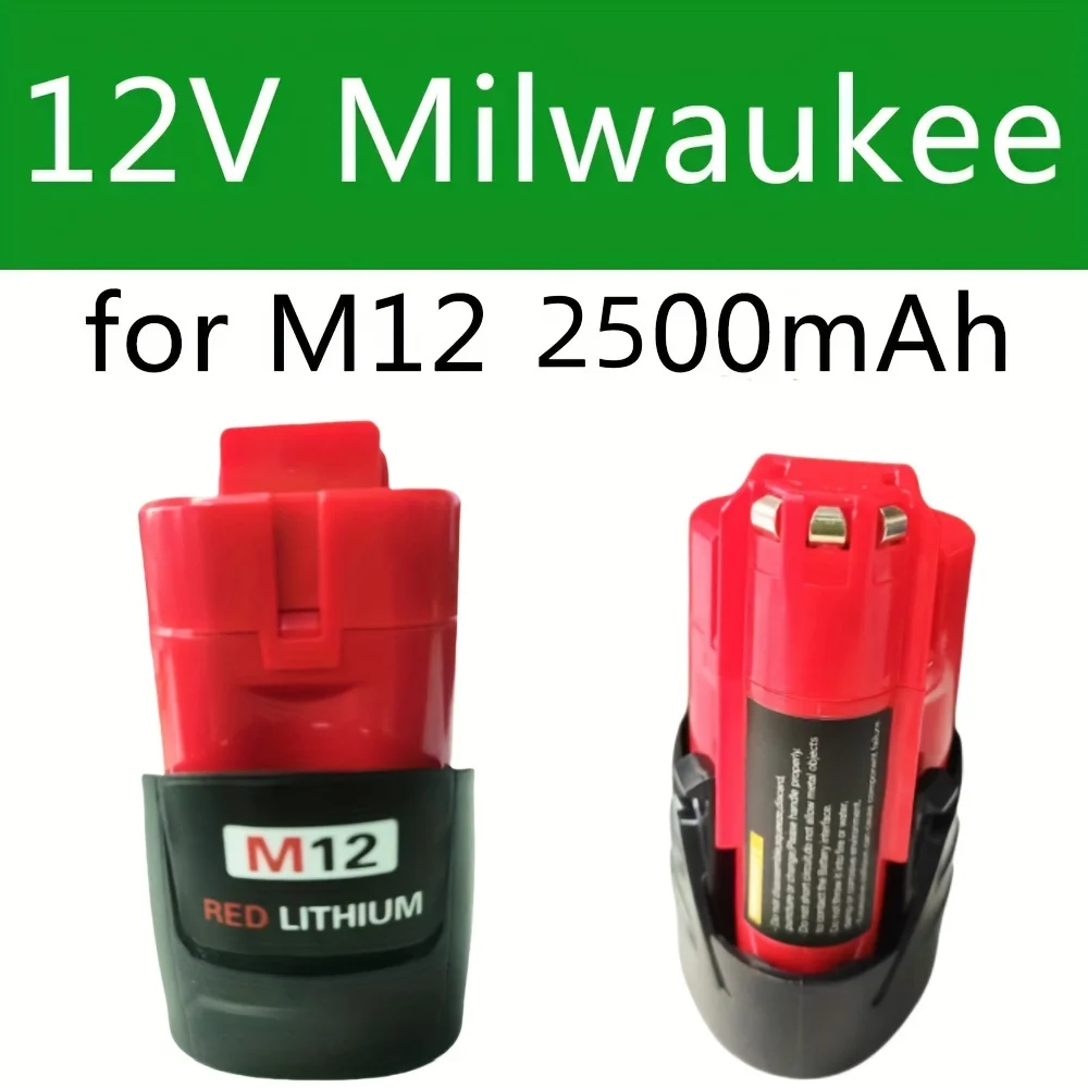 2Packs 2500MAH For Milwaukee m12 Rechargeable Battery For Milwaukee 12V Tools 48-11-2420 48-11-2440 Cordless Power Tools