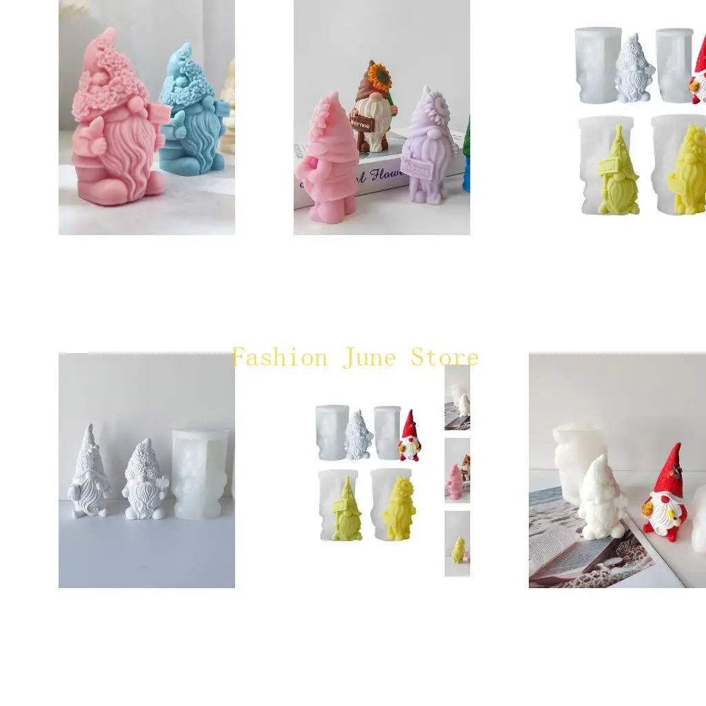

N5KA 4Pcs Dwarf Santa Decoration Moulds DIY Epoxy Mold Handmade Candles Aroma Wax Soap Molds for Decorations
