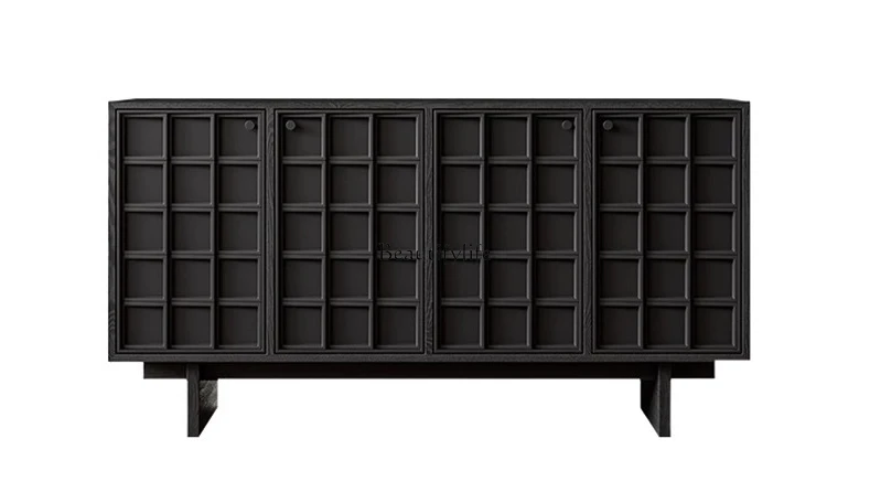 

Medieval wabi-sabi wind solid wood black living room B & B dining side cabinet French storage wine cabinet
