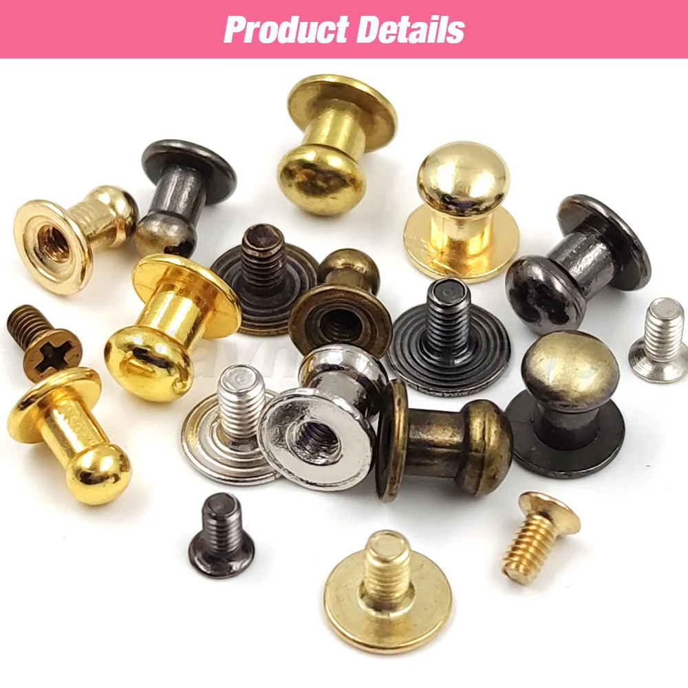 20Sets Metal Alloy Round Head Rivets Spikes Screw Rivets Studs DIY Crafts Leather Belt Watch Band Decor Nail Buckles