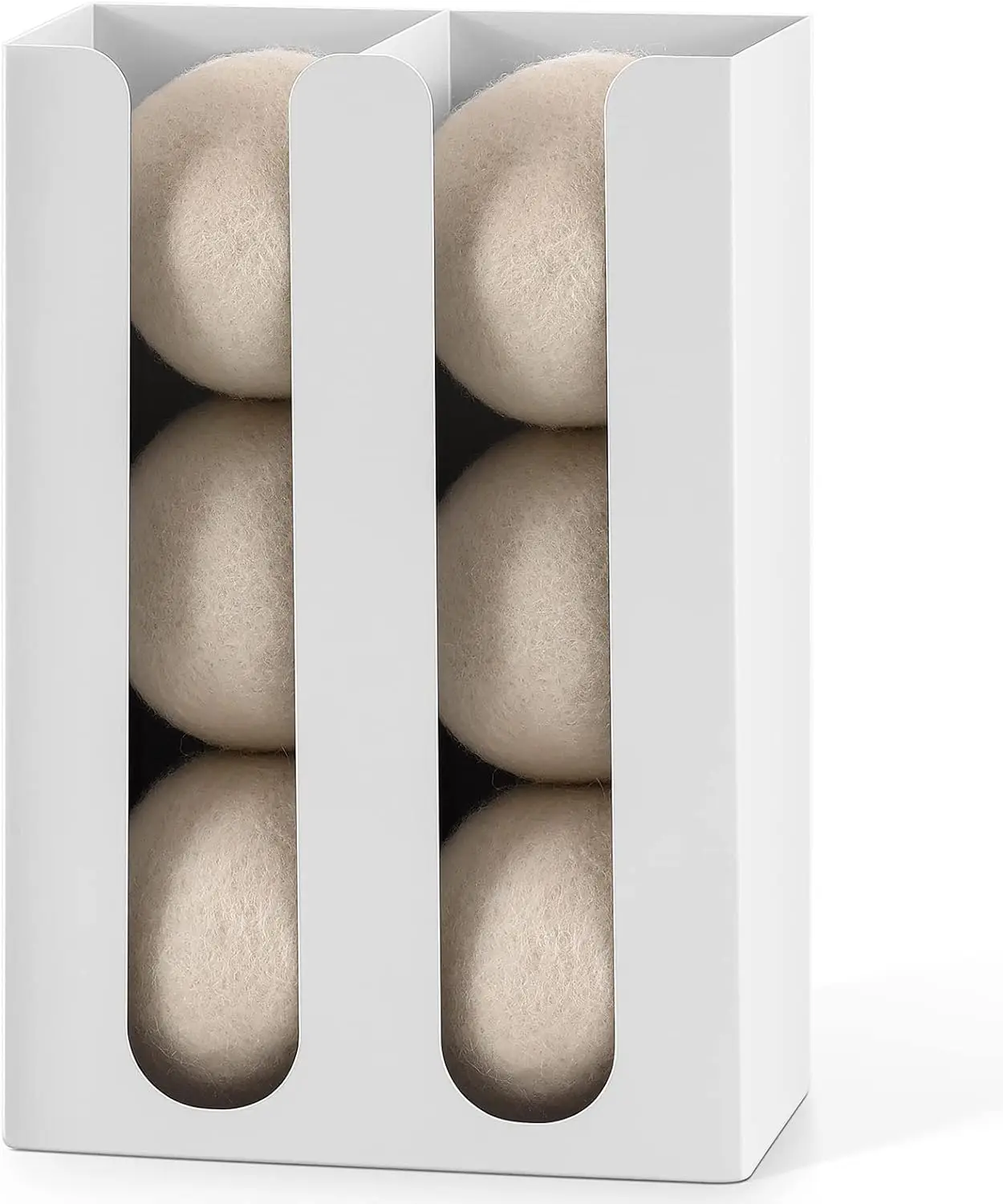 

Magnetic Dryer Ball Holder for Laundry Room, Iron Dispenser, Storage Container, Organizer Basket, White