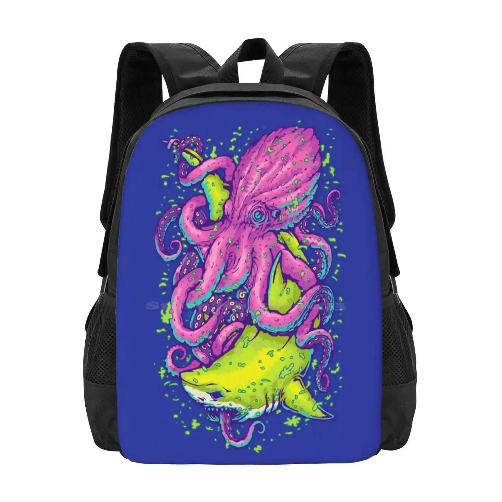 Shark Vs Kraken Hot Sale Schoolbag Backpack Fashion Bags Shark Fish Karken Squid Octopus Monster Sea Ocean Fight Battle Bite