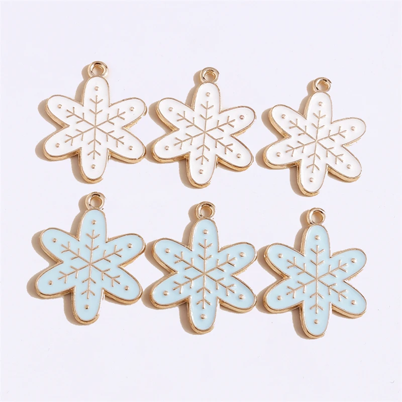 

Duarte 20Pcs/Lot Cute Enamel Christmas Snowflake Charms Pendants for Jewelry Making Earrings Necklaces Accessories New Year Gift