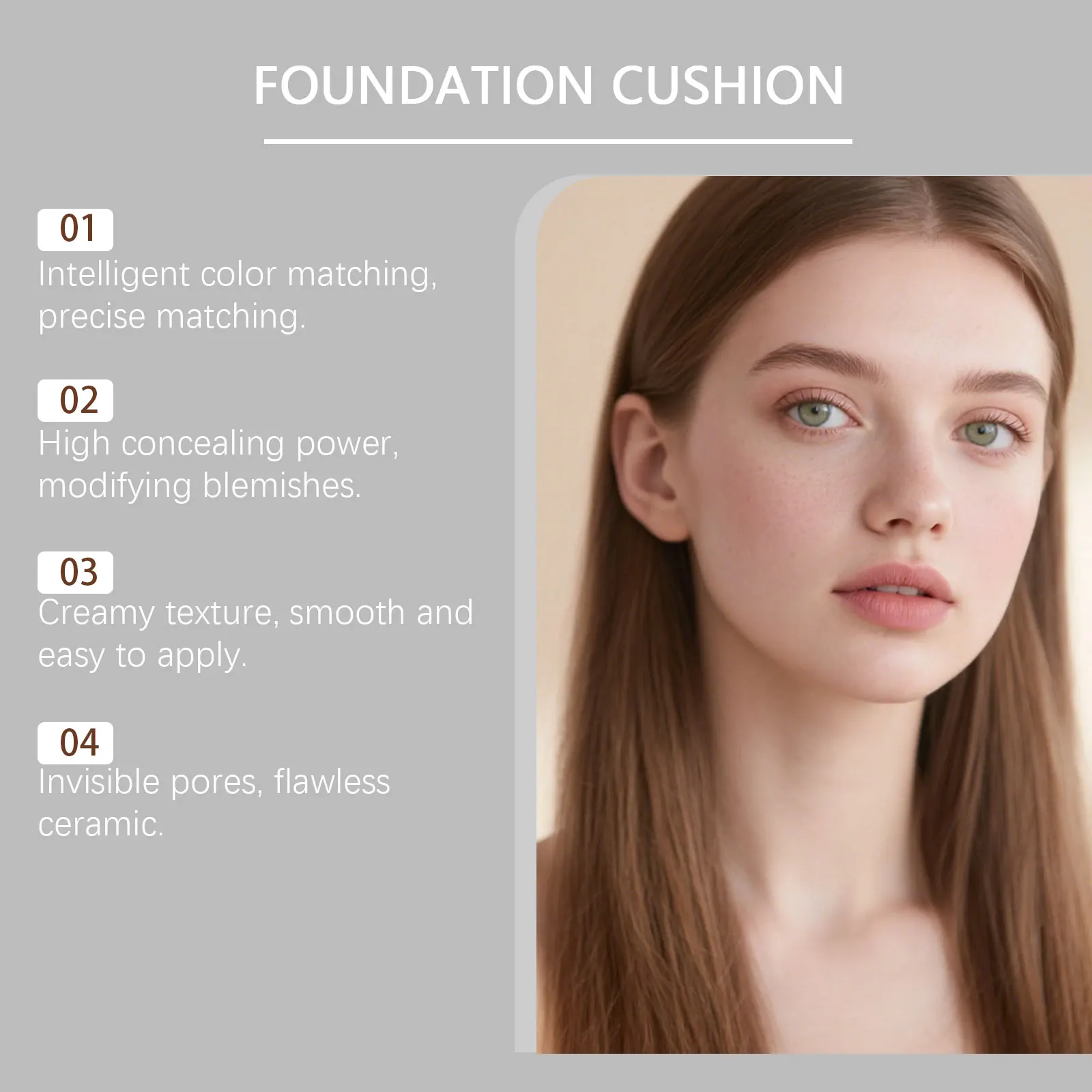 Full Coverage Concealer Foundation Waterproof Moisturizing Even Skin Tone Makeup Base Lightweight Face Beauty Foundation Cushion