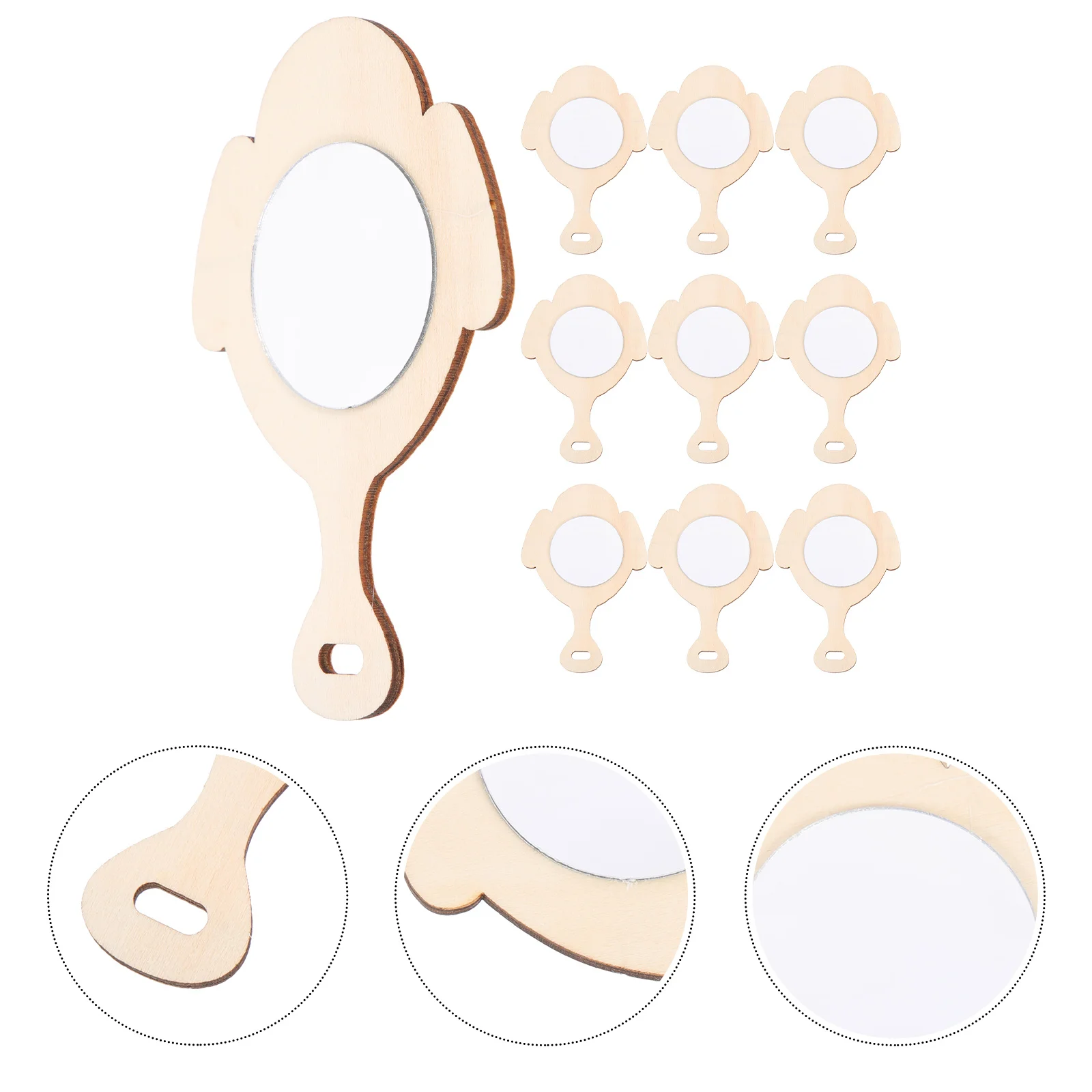 10 قطعة مرآة محمولة لتقوم بها بنفسك عدة مرايا خشبية طبيعية غير مكتملة لمشروع ديكور المكتب مرآة يدوية حساسة