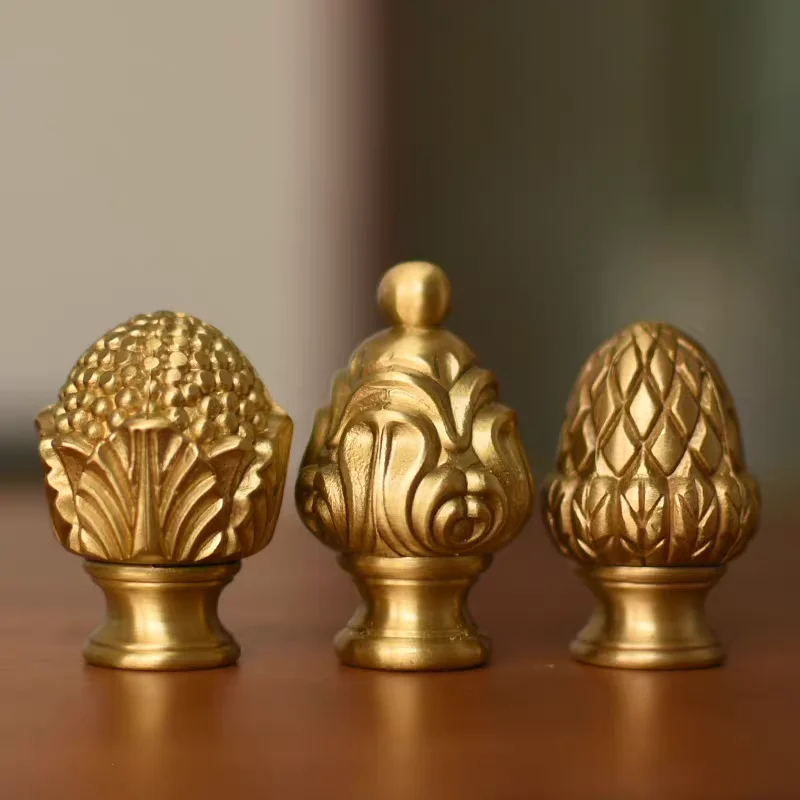 Vintage European Ceramic Glass Lamp Nut Solid Brass Embossed Round Cap for Garden Lighting Fixtures
