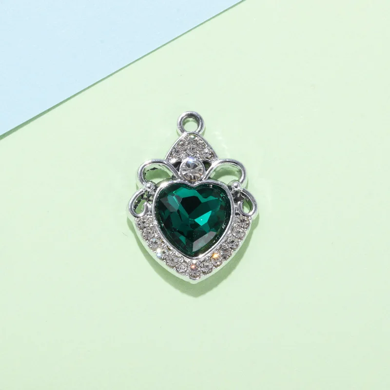 10PCS Crown Love Pendant with Colored Gemstones And Inlaid Diamonds Fashion Jewelry Accessory