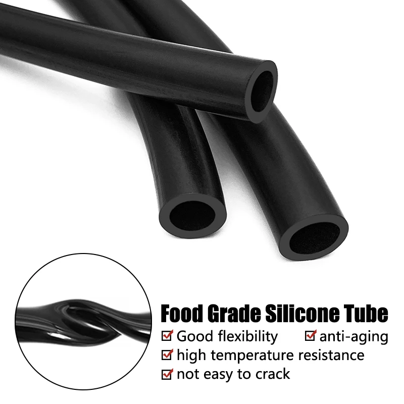 2Meters Food Grade Black Transparent Silicone Rubber Hose ID1 2 3 4 5 6 7 8 9 10-25mm Flexible Nontoxic Silicone Tube