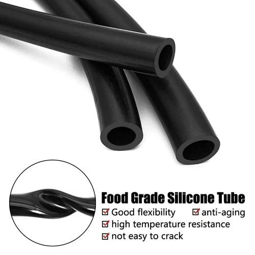 Manguera de goma de silicona transparente negra de calidad alimentaria de 2 metros ID1 2 3 4 5 6 7 8 9 10-25mm tubo de silicona Flexible no tóxico