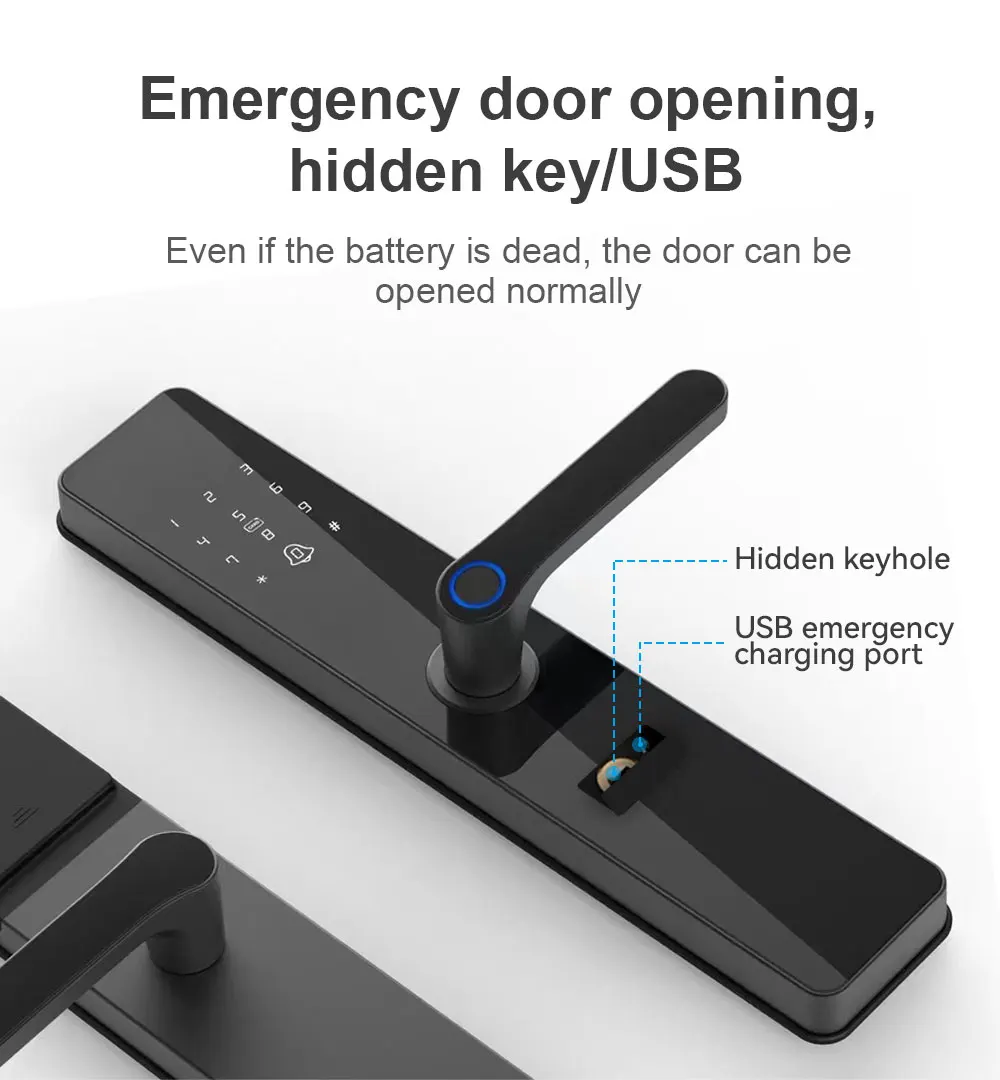 2022 new arrival wifi smart door lock with tuya APP remote unlock the door function